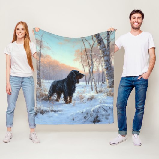 Gordon Setter Laat het Sneeuwen Kerstmis Fleece Deken (In situ)