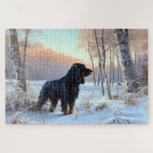 Gordon Setter Laat het Sneeuwen Kerstmis Legpuzzel