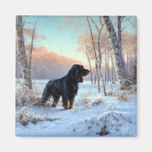 Gordon Setter Laat het Sneeuwen Kerstmis Magneet (Voorkant)