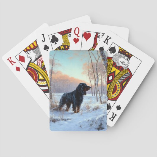 Gordon Setter Laat het Sneeuwen Kerstmis Pokerkaarten (Achterkant)