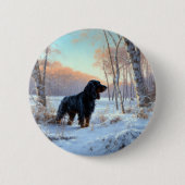Gordon Setter Laat het Sneeuwen Kerstmis Ronde Button 5,7 Cm (Voorkant)