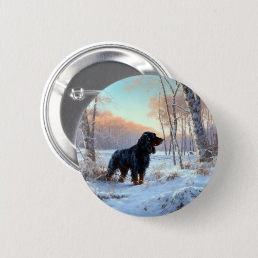Gordon Setter Laat het Sneeuwen Kerstmis Ronde Button 5,7 Cm (Voorkant /achterkant)