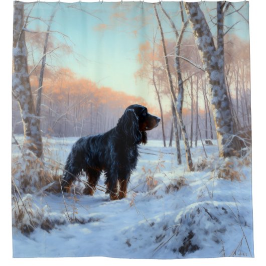 Gordon Setter liet het sneeuwen Kerstmis Douchegordijn (Voorkant)