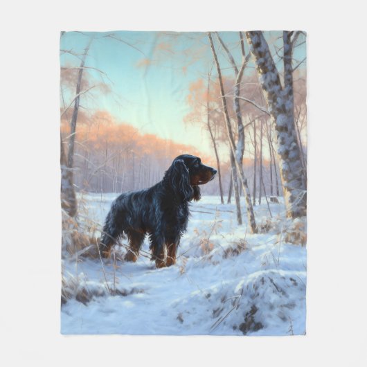 Gordon Setter liet het sneeuwen Kerstmis Fleece Deken (Voorkant)