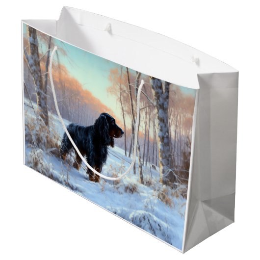 Gordon Setter liet het sneeuwen Kerstmis Groot Cadeauzakje (Achterkant Gekanteld)