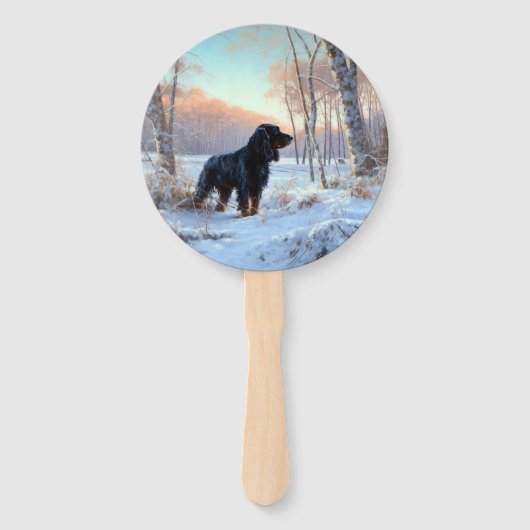 Gordon Setter liet het sneeuwen Kerstmis Handwaaier (Achterkant)