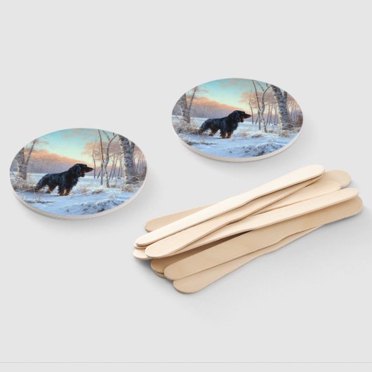 Gordon Setter liet het sneeuwen Kerstmis Handwaaier (Niet-gemonteerd)