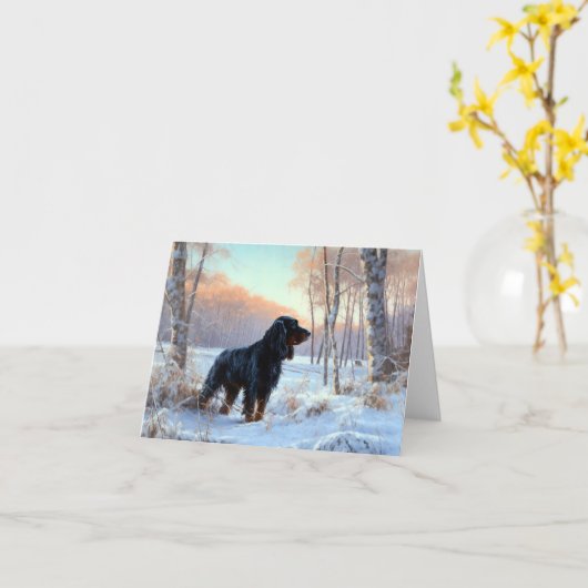 Gordon Setter liet het sneeuwen Kerstmis Kaart (Gele Bloem)
