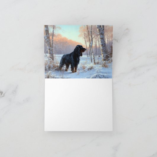 Gordon Setter liet het sneeuwen Kerstmis Kaart (Binnen)