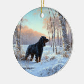 Gordon Setter liet het sneeuwen Kerstmis Keramisch Ornament (Links)