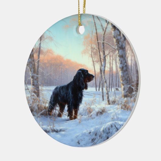 Gordon Setter liet het sneeuwen Kerstmis Keramisch Ornament (Links)