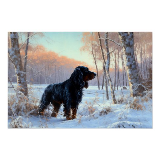 Gordon Setter liet het sneeuwen Kerstmis Perfect Poster (Voorkant)