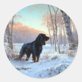Gordon Setter liet het sneeuwen Kerstmis Ronde Sticker (Voorkant)