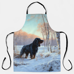 Gordon Setter liet het sneeuwen Kerstmis Schort