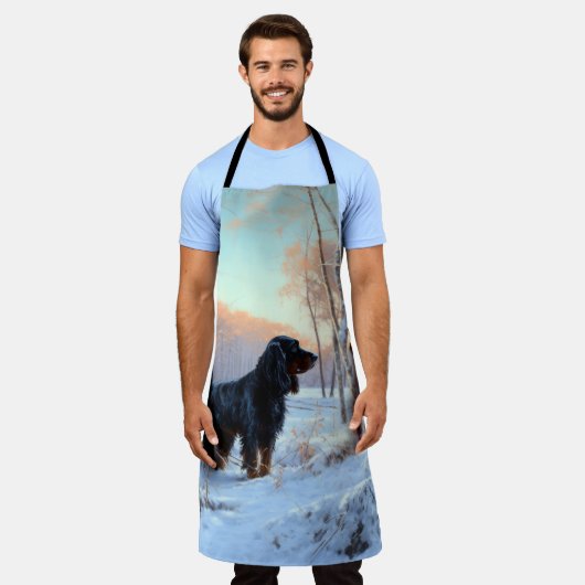Gordon Setter liet het sneeuwen Kerstmis Schort (Gedragen)