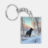 Gordon Setter liet het sneeuwen Kerstmis Sleutelhanger (Voorkant Links)