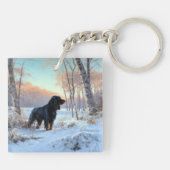 Gordon Setter liet het sneeuwen Kerstmis Sleutelhanger (Achterkant)