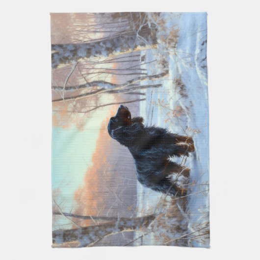 Gordon Setter liet het sneeuwen Kerstmis Theedoek (Verticaal)