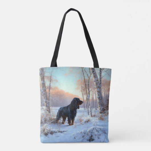 Gordon Setter liet het sneeuwen Kerstmis Tote Bag (Achterkant)