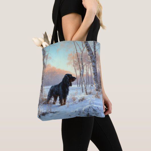 Gordon Setter liet het sneeuwen Kerstmis Tote Bag (Dichtbij)