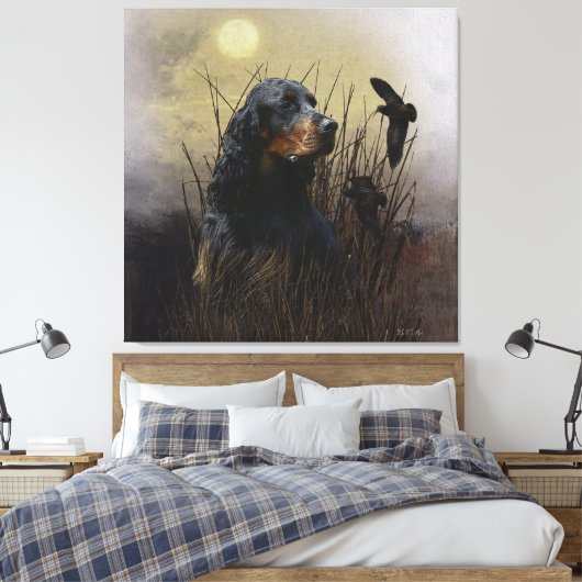 Gordon Setter , maatje voor jagers Canvas Afdruk (Insitu (Slaapkamer))