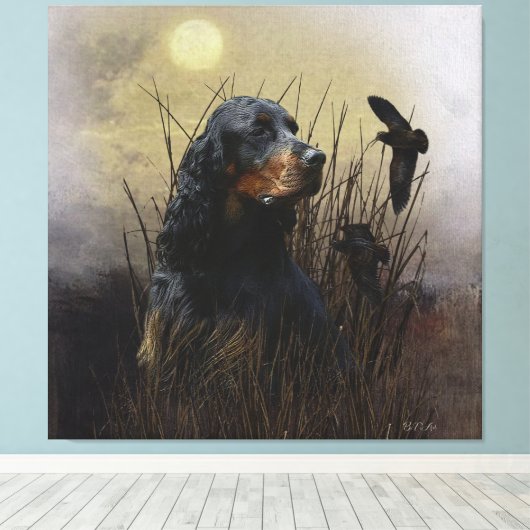 Gordon Setter , maatje voor jagers Canvas Afdruk (Insitu (Houten vloer))