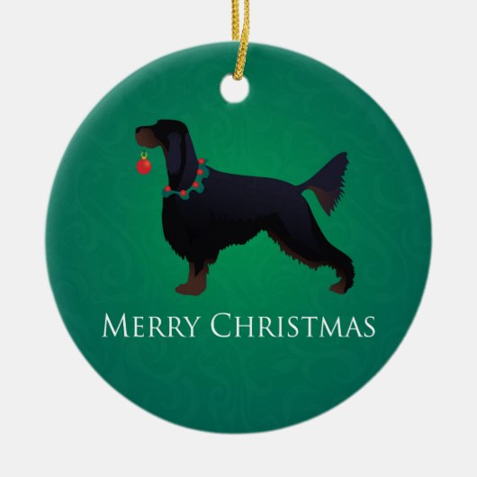 Gordon Setter Merry-kerstontwerp Keramisch Ornament (Voorkant)