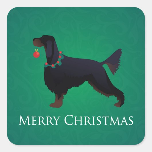 Gordon Setter Merry-kerstontwerp Vierkante Sticker (Voorkant)