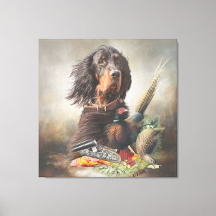 Gordon setter met fazanten, Art Canvas Afdruk