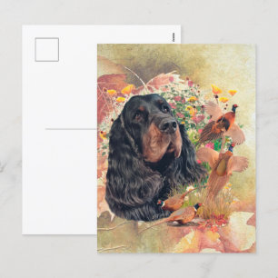 Gordon setter met fazanten, Art Feestdagenkaart
