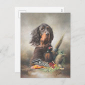 Gordon setter met fazanten, Art Feestdagenkaart (Voorkant / Achterkant)