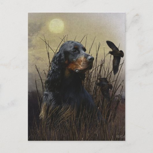 Gordon setter met fazanten, Art Feestdagenkaart (Voorkant)