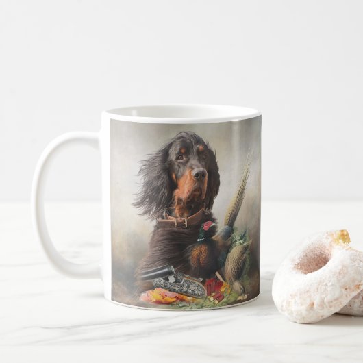 Gordon setter met fazanten, Art Koffiemok (Met donut)