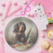 Gordon setter met fazanten, Art Papieren Bordje (Feest)