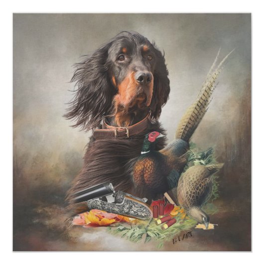 Gordon setter met fazanten, Art Perfect Poster (Voorkant)