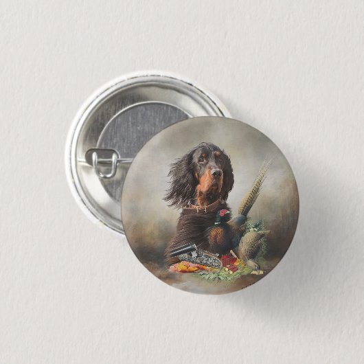 Gordon setter met fazanten, Art Ronde Button 3,2 Cm (Voorkant /achterkant)