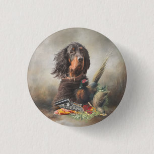 Gordon setter met fazanten, Art Ronde Button 3,2 Cm