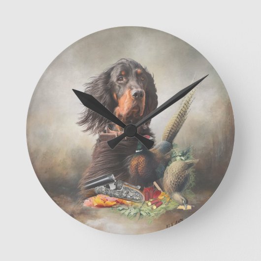 Gordon setter met fazanten, Art Ronde Klok (Voorkant)