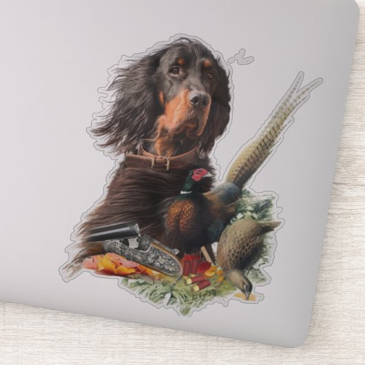 Gordon setter met fazanten, Art Sticker (Detail)