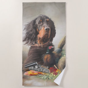 Gordon setter met fazanten, Art Strandlaken