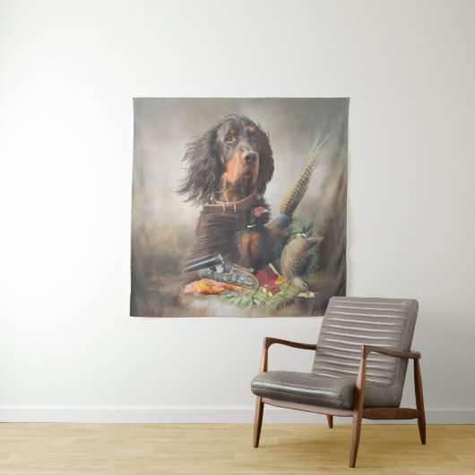 Gordon setter met fazanten, Art Wandkleed (In situ)