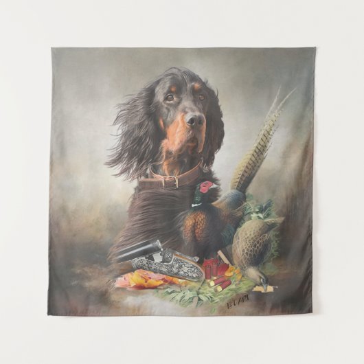 Gordon setter met fazanten, Art Wandkleed (Voorkant)
