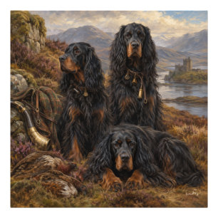 Gordon setter met fazanten, Kunst Foto Afdruk