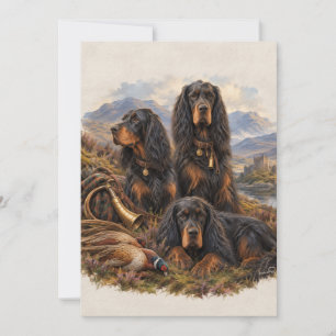 Gordon setter met fazanten, Kunst Kaart