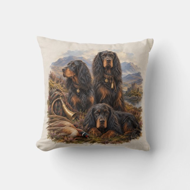 Gordon setter met fazanten, Kunst      Kussen (Voorkant)