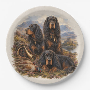 Gordon setter met fazanten, Kunst      Papieren Bordje