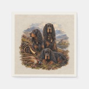 Gordon setter met fazanten, Kunst Servet
