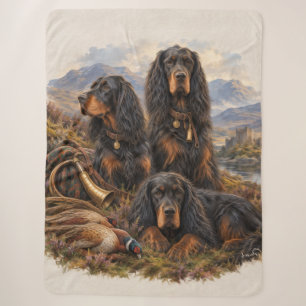 Gordon setter met fazanten, Kunst Sherpa Deken