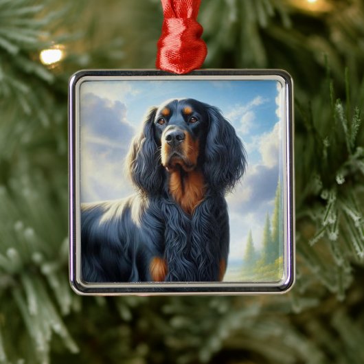 Gordon Setter Metalen Ornament (Boom)