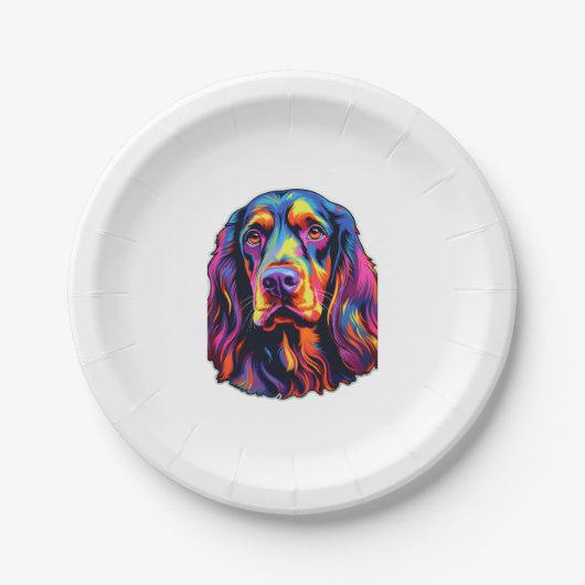 Gordon Setter Neon Design Papieren Bordje (Voorkant)